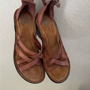 UGG Brown Leather Sandals with Strappy Design